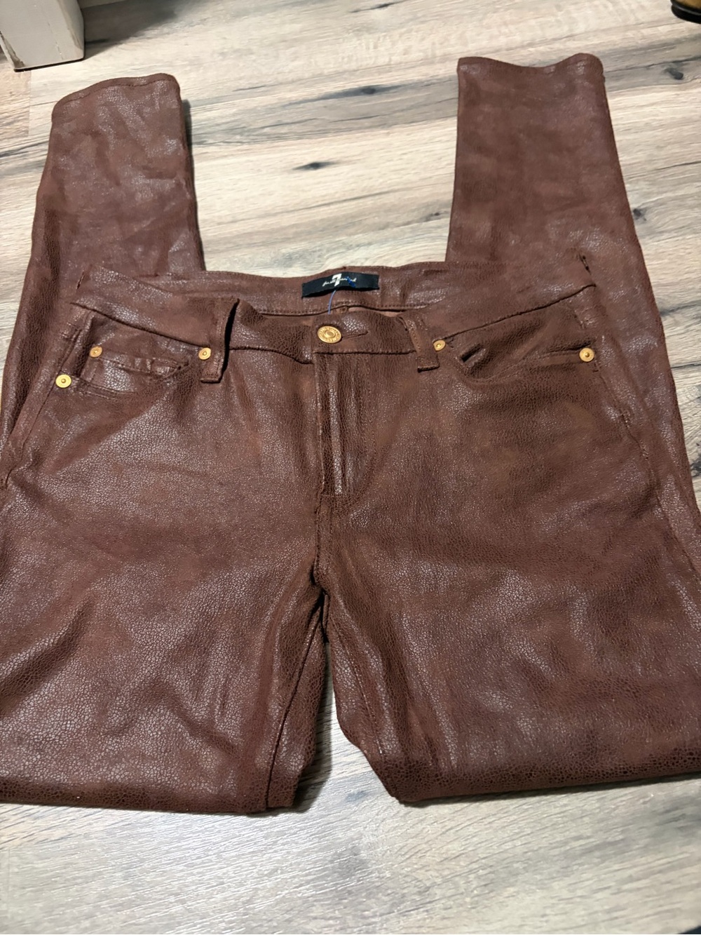 Seven for all Mankind Brown Faux Leather Pants- size 28